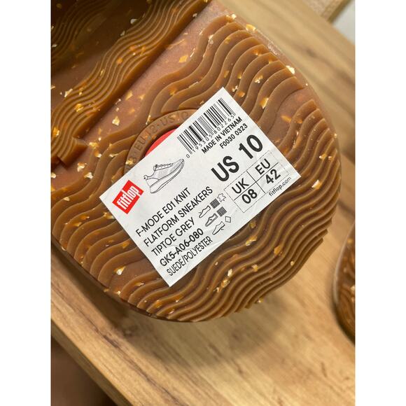 FitFlop F-Mode E01 Knit Flatform Sneakers Grey Suede/Poly Side 10 US 42 EU NWOB - Picture 12 of 14